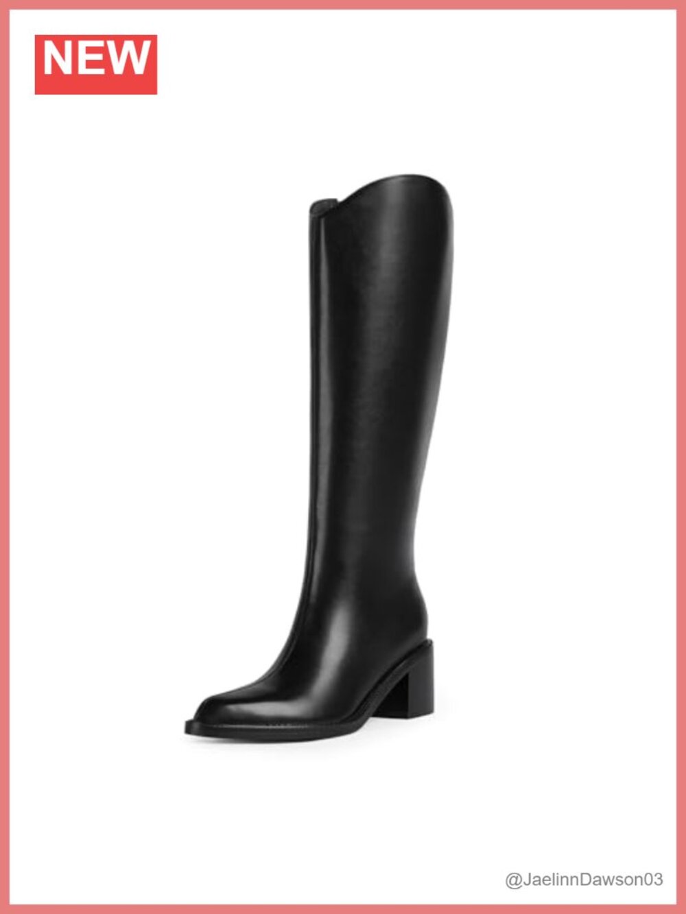 Modatope Women's Knee High Faux Leather Pointed Toe Chunky Heel Boots